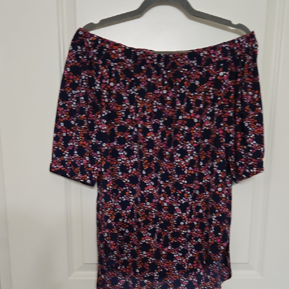 MICHAEL Michael Kors Blue and Pink Off-Shoulder Top